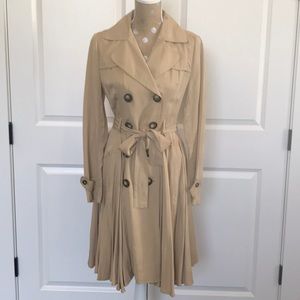 Anthropologie Pleated Double Breasted Trenchcoat